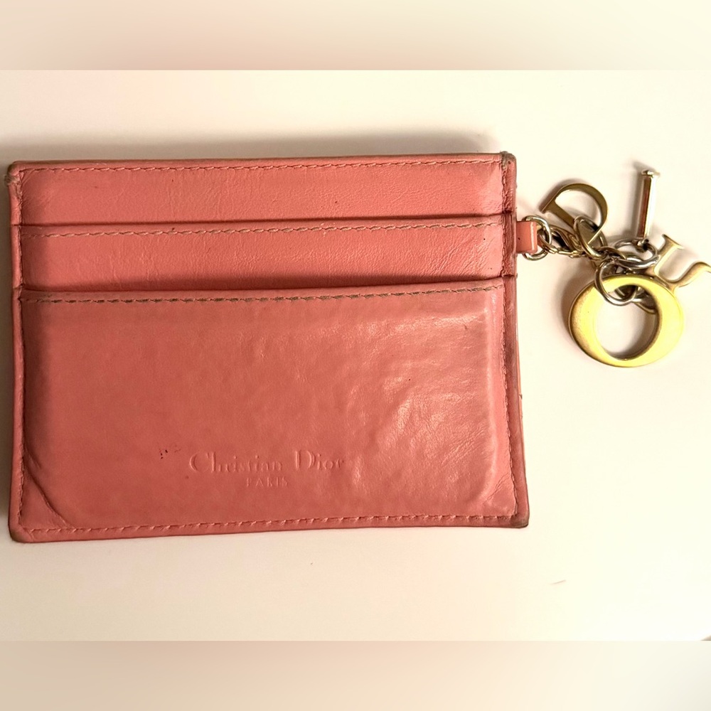 Lady Dior Peach Blossom Pink Leather Card Holder